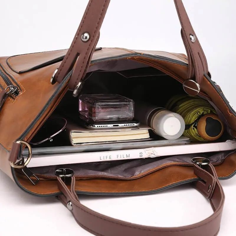 Valloré | Damen Vintage Lederschultertasche