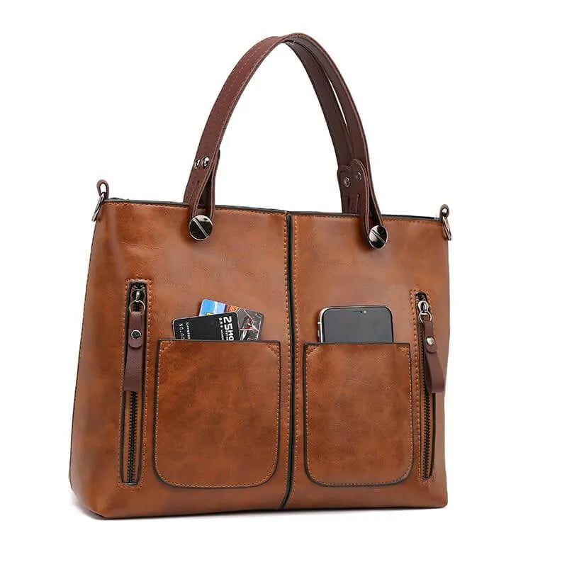 Valloré | Damen Vintage Lederschultertasche