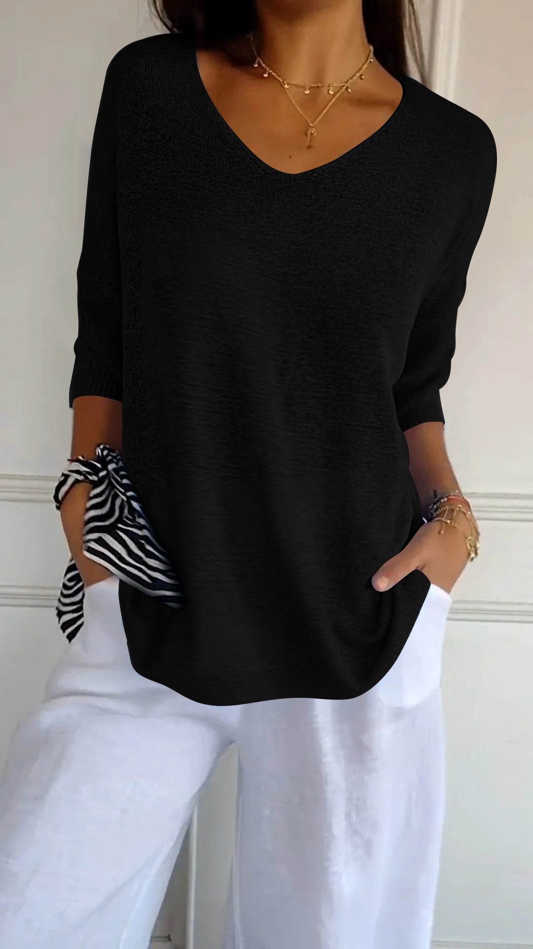 Valloré | Elegantes Stricktop mit V-Ausschnitt