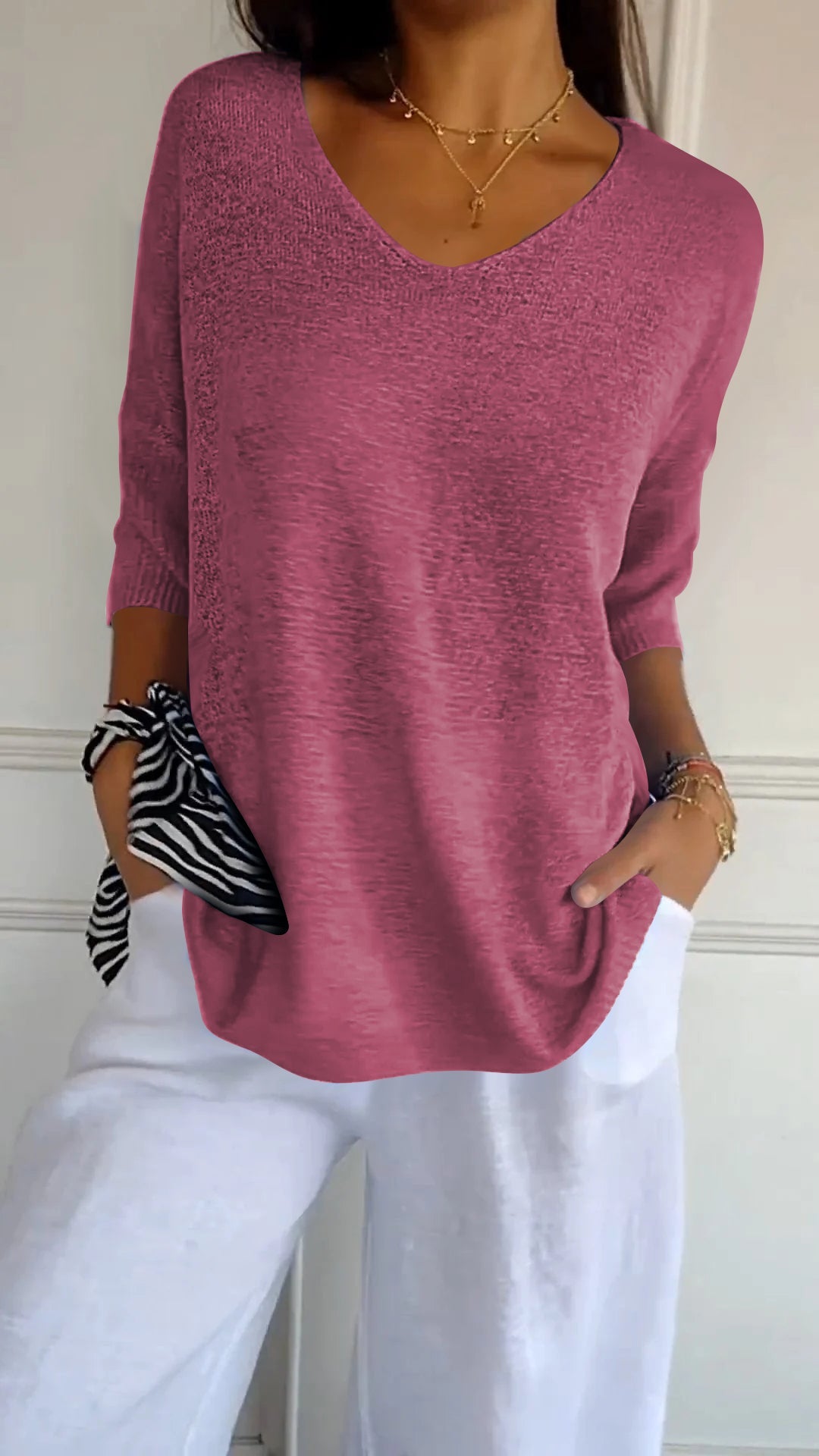 Valloré | Elegantes Stricktop mit V-Ausschnitt