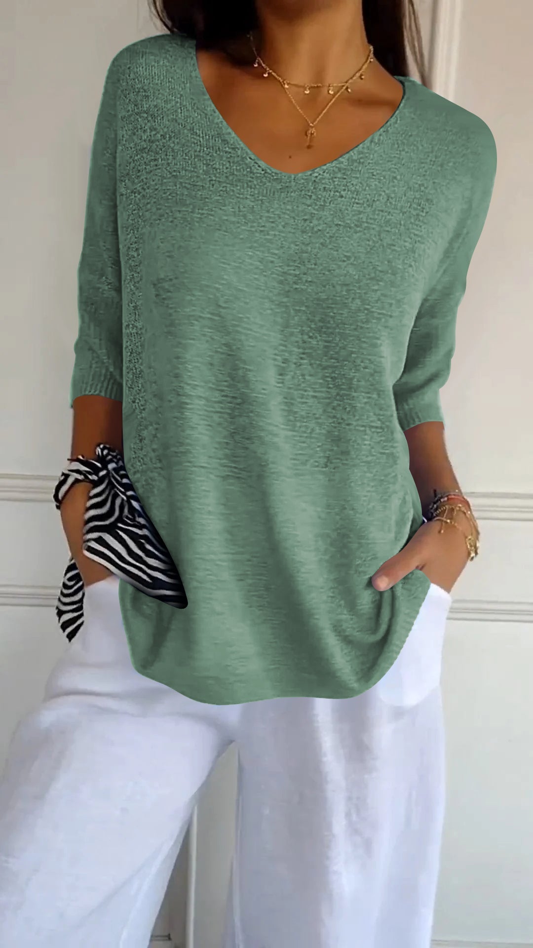 Valloré | Elegantes Stricktop mit V-Ausschnitt