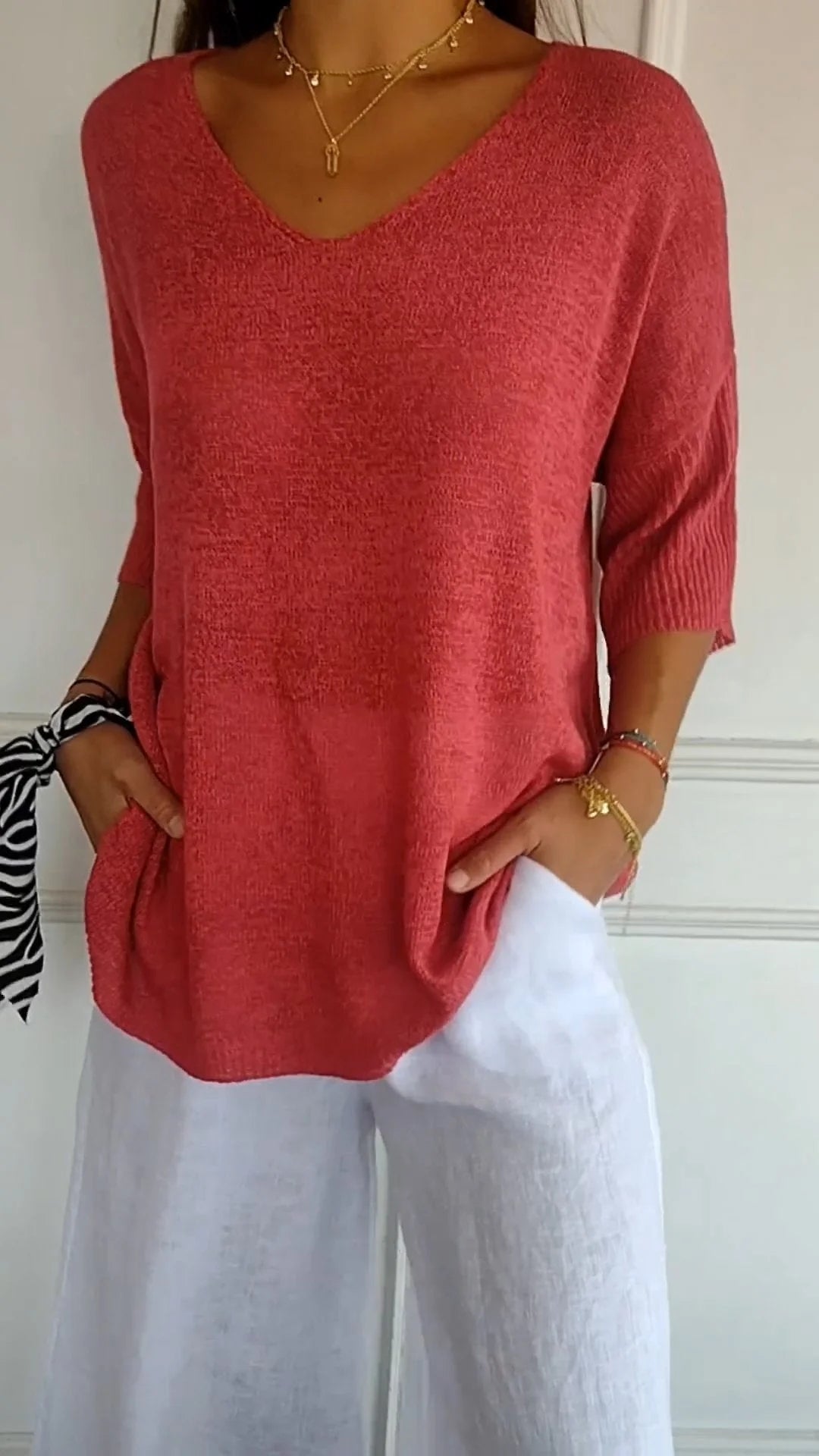 Valloré | Elegantes Stricktop mit V-Ausschnitt
