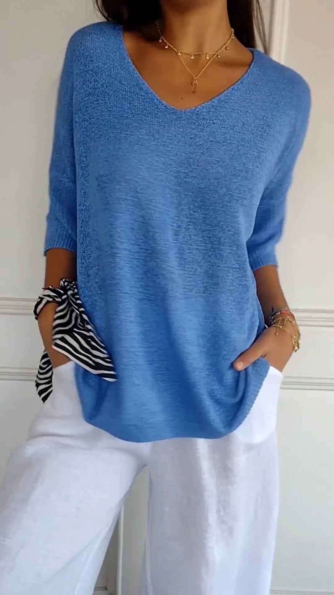 Valloré | Elegantes Stricktop mit V-Ausschnitt
