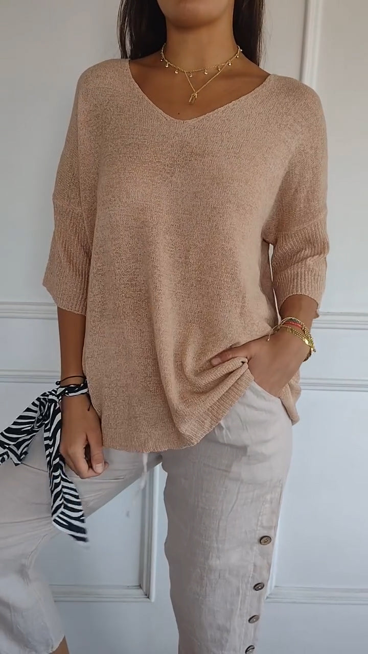 Valloré | Elegantes Stricktop mit V-Ausschnitt