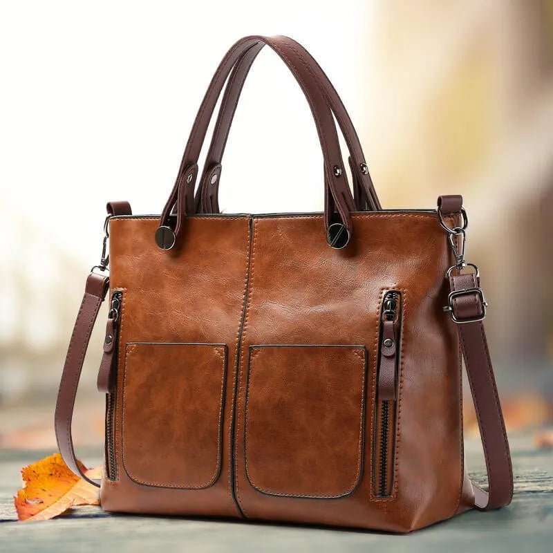 Valloré | Damen Vintage Lederschultertasche