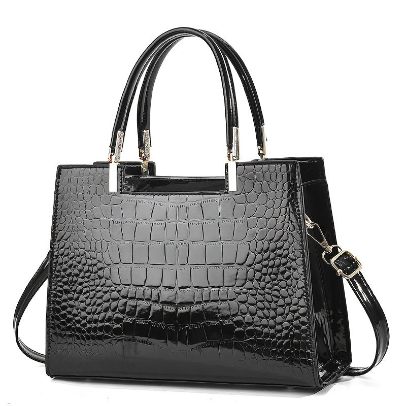 Valloré | Handtasche in glänzendem Krokodil-Design