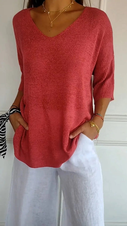 Valloré | Elegantes Stricktop mit V-Ausschnitt