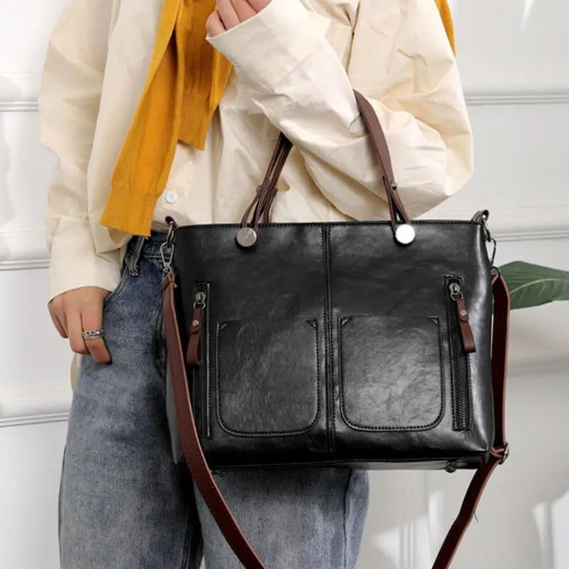 Valloré | Damen Vintage Lederschultertasche